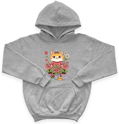 Komik Kedi Çocuk Sünger Polar Hoodie-Baskı Çocuk Hoodie-Çocuklar için Çiçek Hoodie