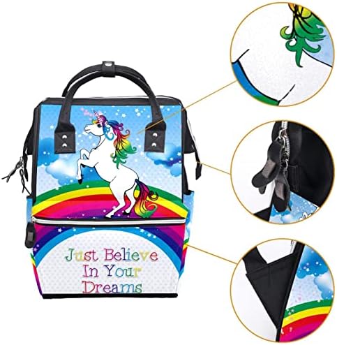 GUEROTKR Seyahat Sırt çantası, Bebek bezi çantası, Sırt çantası bebek bezi çantaları, Tek boynuzlu at hayvan renkli