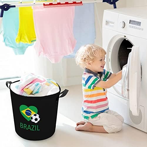 Aşk Brezilya Futbol Katlanabilir çamaşır sepeti çamaşır Sepeti Kolları ile Çamaşır Kutusu Kirli Giysiler Çanta Üniversite