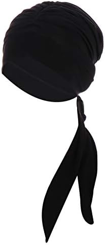 Türban Headwrap Kadınlar için Katı Kasketleri Pilili Şapkalar Moda Streç Kanser Kemo Şapka Hafif Başörtüsü