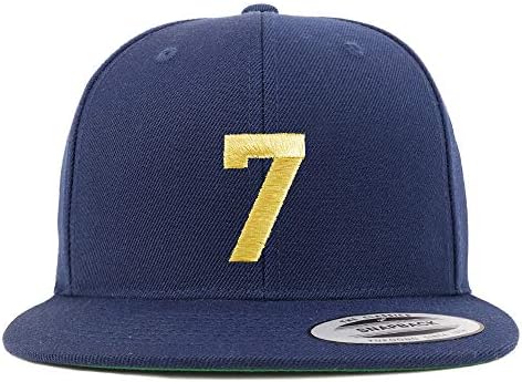 Trendy Giyim Mağazası Numarası 7 Altın iplik Düz Fatura Snapback Beyzbol şapkası