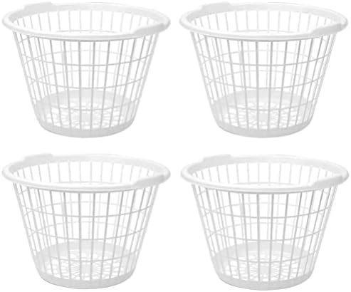 4 Set Beyaz Hafif Plastik Bir Kile Kapasiteli Çamaşır Sepetleri