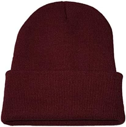 Hip hop şapka Sıcak Kış Düz Renk Kaflı Kap Yumuşak Hımbıl Kayak örgü şapkalar Kafatası Kap Unisex Örgü Şapka, Hımbıl