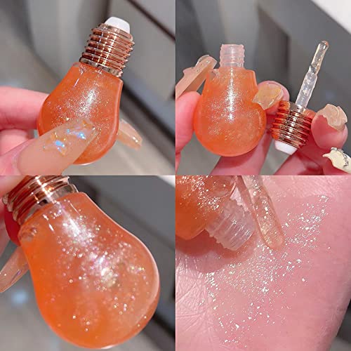 Mercan Ruj Kore Küçük Ampul Dudak Parlatıcısı Şeker Aromalı Dudak Yağı Nemlendirici Dudak Tonu Glitter İle Sıvı 10g
