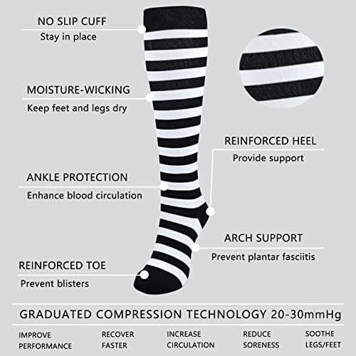 Junely varis çorabı Kadınlar için 20-30 mmhg Diz üstü çizgili çoraplar Destek Dolaşımı Hemşire Gebelik Spor Seyahat