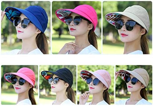 Familyhouse güneş şapkaları Kadınlar için Geniş Kenarlı UV Koruma Yaz Plaj Paketlenebilir Vizör