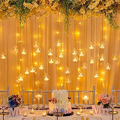 Sziqiqi asılı cam küre küreler çay ışık mumluklar ile alevsiz LED Tealight için düğün süsler, düğün doğum Günü Noel