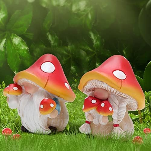 Hodao 2 adet 3.5 H Bahar Yaz Mantar Süslemeleri-Tomte Elf Güz Gnome Süslemeleri Hediyeler-İsveç Elf Cüce Heykelcik